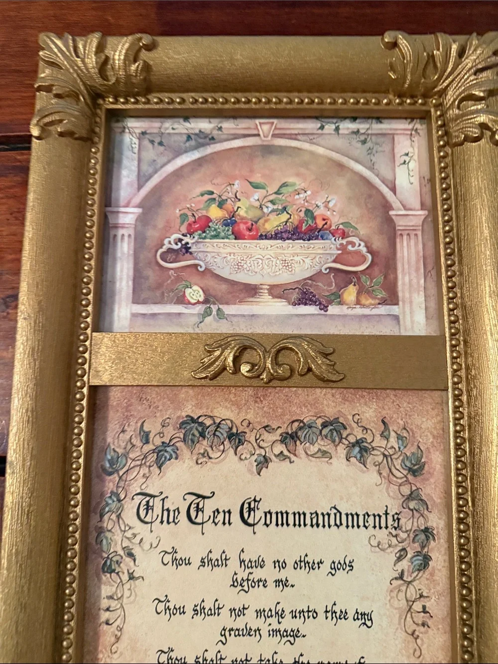 Gold Framed 'The Ten Commandments' Wall Art